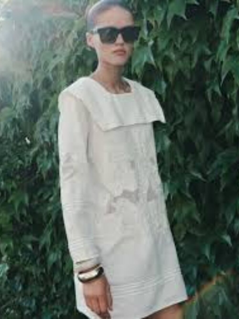 Zara White Knit Top with Branded Neck Label